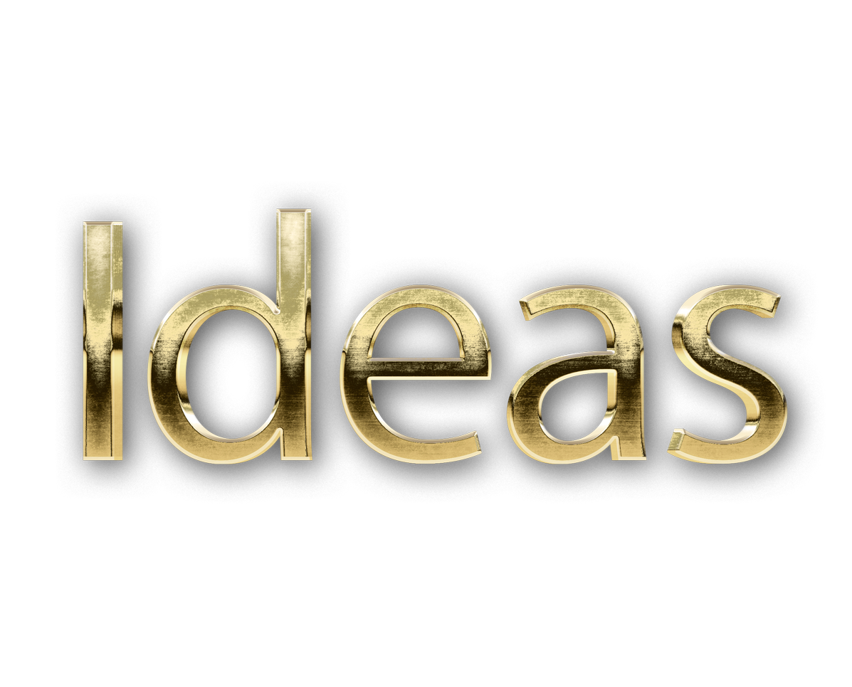 3D WORD IDEAS gold text effects art typography PNG images free